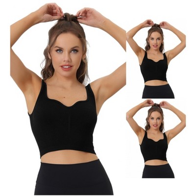 INSPIRE CHIC Women's Slim-Fit Ribbed Workout Sleeveless Plunge Sports Camisoles 3 Packs