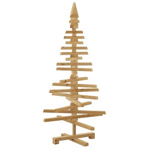 vidaXL Wooden Christmas Tree with Stand Brown 47.2" Solid pine wood - 1 of 4