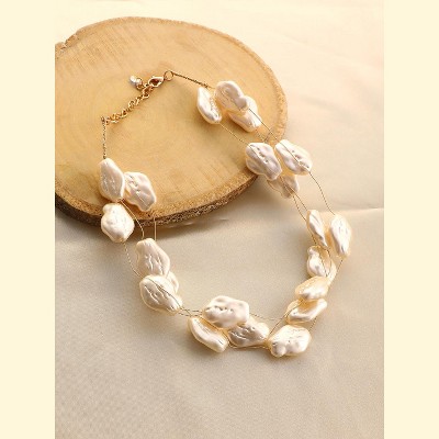 SOHI Women's Pearl White The Large Riviera Collar Necklace