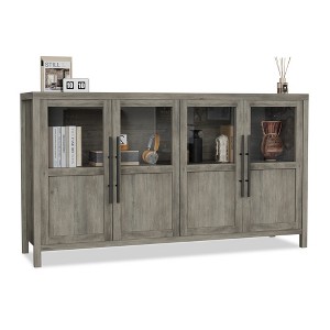 55 Inch Sideboard Buffet Cabinet with 4 Glass Doors Large Buffet Cabinet with Storage Modern Farmhouse Cabinet for Kitchen Dining Room Living Room - 1 of 4