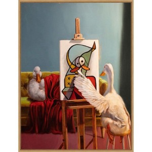 Amanti Art Duckcasso by Lucia Heffernan Canvas Wall Art Print Framed - 1 of 4