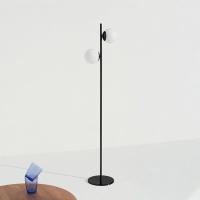 Brightech Sphere Kids 65" Black LED Floor Lamp with Frosted Globes