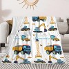 Lomsoe Construction Truck Blanket Boys Excavator Throw Blanket Soft Flannel Tractor Blanket for Bed Couch Sofa Trucks Car Lover. - 2 of 4