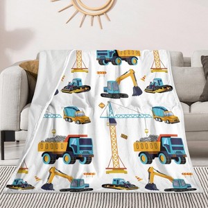 Construction Truck Blanket Boys Excavator Plush Throw Blanket Soft Fuzzy Flannel Blanket. - 1 of 4