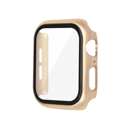 Insten Matte Hard Case Cover For Apple Watch 40mm Series SE 6 5 4, Built in Tempered Glass Screen Protector, Gold