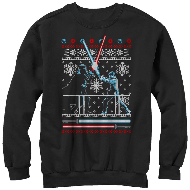 Men's Star Wars Ugly Christmas Duel Sweatshirt, 1 of 4