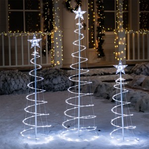 Joyfy 3 Packs Christmas Spiral Tree Yard Light Outdoor Decoration, 218 LED Lights with Stakes for Xmas Party Indoor Outdoor Garden Holiday Decoration - 1 of 4