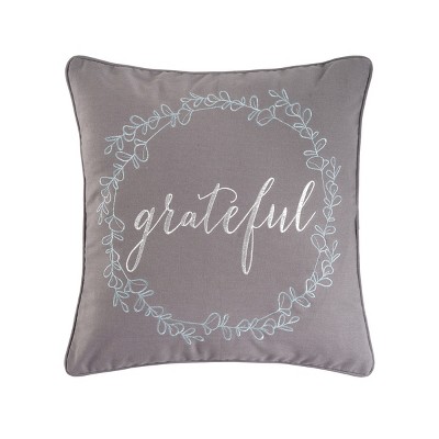 C&F Home 18" x 18" Grateful Wreath Embroidered Thanksgiving Throw Pillow