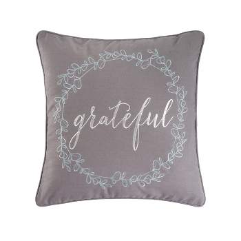 C&F Home 18" x 18" Grateful Wreath Embroidered Thanksgiving Throw Pillow