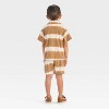 Grayson Mini Toddler Boys' Textured Woven Shirt and Shorts Set - Brown - 2 of 4