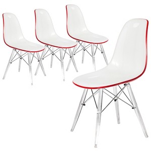 LeisureMod Cresco Mid-Century Modern Acrylic Dining Chair with Acrylic Dowel Eiffel Legs – Kitchen & Dining Room Chair - 1 of 4