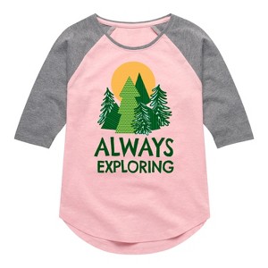 Girls' - Instant Message - Always Exploring Shirt Tail Raglan Graphic T-shirt - 1 of 4