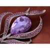 Anna-Kaci Antique Large Amethyst Color Center Stone Rhinestone Flower Pin Brooch - Multicolor - 4 of 4