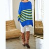 Women's Multi Striped Elbow Patch Loose Fit Sweater Top - DAVI & DANI - 3 of 3