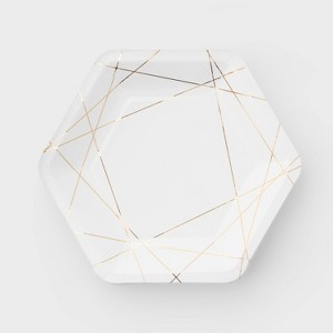 50ct Gold/White Snack Plates - Spritz™ - 1 of 3