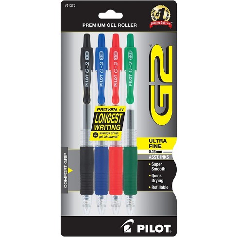 Pilot G2 Gel Roller Pens Extra Fine Point 0.5 mm Clear Barrel