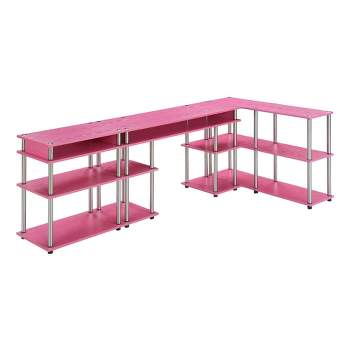 Breighton Home Designs2Go No Tools Desk Printer Stand and Console Table Set Pink