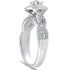 Pompeii3 3/4 Ct Diamond Cushion Halo Engagement Ring 14k White Gold - 2 of 4