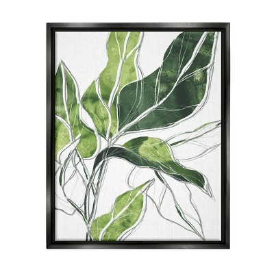 Stupell Industries Expressive Palm Linework Green Pop Detail