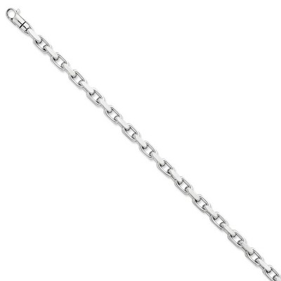 Black Bow Jewelry 5.3mm 14k White Gold Polished Fancy Cable Chain Bracelet