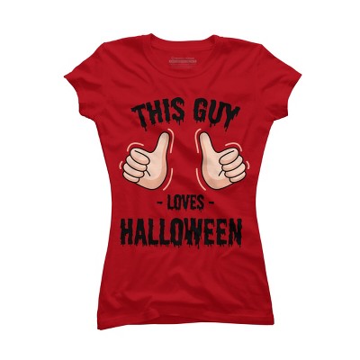 Junior's Design By Humans This Guy Loves Halloween By MultimediaOne T-Shirt