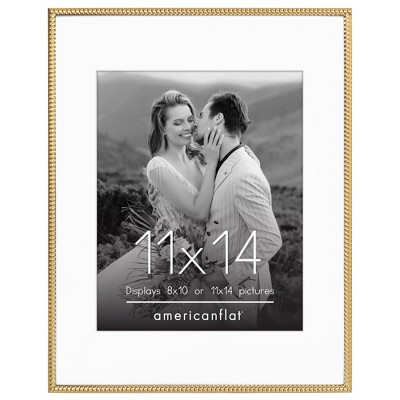 Americanflat Picture Frame with Mat & Rope-Style Textured Metal Detailing & Shatter-Resistant Glass