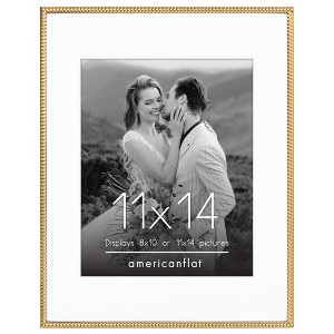 Americanflat Picture Frame with Mat & Rope-Style Textured Metal Detailing & Shatter-Resistant Glass - 1 of 4
