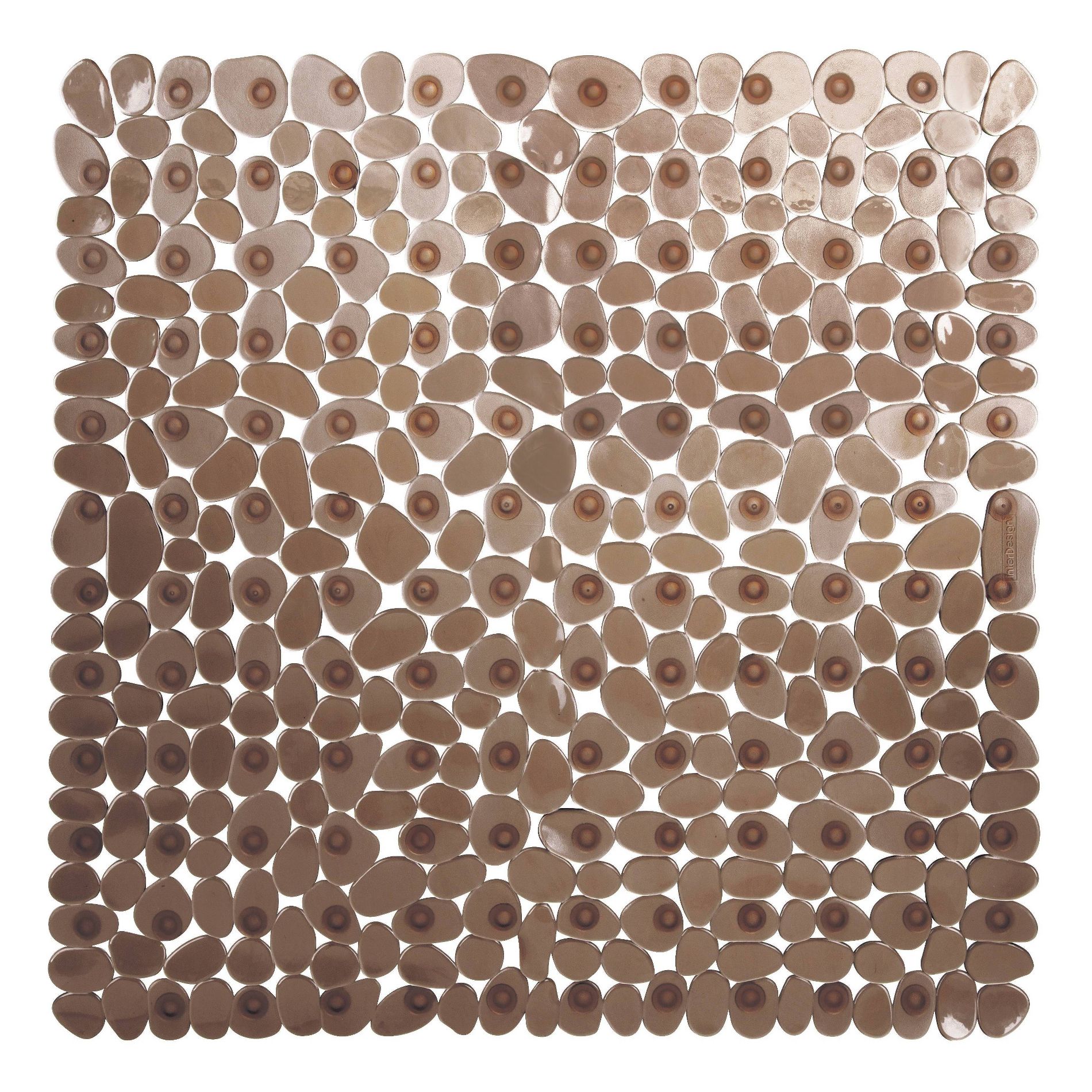 iDESIGN Pebblz Plastic Suction Non Slip Bath Mat for Shower Bathtub Stall 22 "x22 " Amber Brown