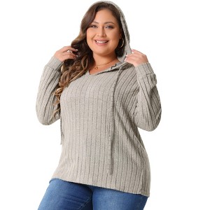 Agnes Orinda Women's Plus Size Lightweight Long Sleeve Trendy Drawstring Pullover Sweatshirts - 1 of 4