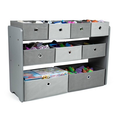 Humble Crew Sumatra Toy Storage Organizer with 9 Storage Bins, Espresso/Grey