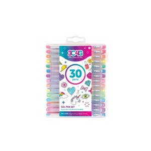 Three Cheers for Girls 30pk Gel Pens with Color Your Own Stickers Gifting - 1 of 4