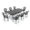 (9-PC)Premium Black Cast Aluminum Patio Set - Weather-Resistant Outdoor Table & Chairs with Beige Cushions - 3 of 4