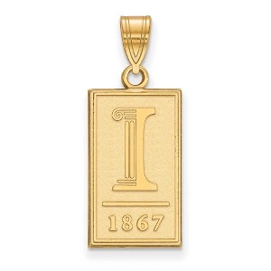 Black Bow Jewelry 14k Yellow Gold Illinois Fighting Illini NCAA Large Pendant - 1 of 3