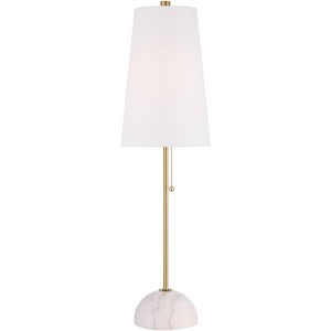 Possini Euro Design Paige 28 1/2" Tall Skinny Buffet Console End Table Lamp Pull Chain Gold Brass Finish Metal Marble Single Living Room Bedroom - 1 of 4