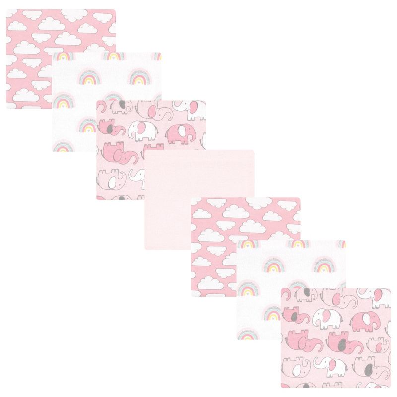 Hudson Baby Infant Girl Cotton Flannel Receiving Blankets Bundle, Girl New Elephant, One Size, 1 of 7