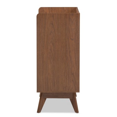 Mid-Century Modern White and Walnut Wood 3-Drawer Chest
