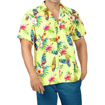 Men's Hawaiian Shirt - Tropical Print Short Sleeve Button Down For Beach & Summer