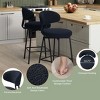 WestinTrends Alexandria Modern Upholstered Faux Shearling Fabric Counter Height Bar Stools with Back (Set of 2), Navy Blue - 3 of 4