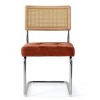 Set of 2 Kylie 20.5" Wider Flannel Upholstered Tufted Seat With Metal Chrome Legs and Woven Rattan Backrest Dining Chairs - Maison Boucle - 4 of 4