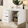 36"W Wall Mounted Bathroom Vanity with Ceramic Sink, Floating Bathroom Sink Cabinet with 2 Drawers & Adjustable Shelf - ModernLuxe - 2 of 4