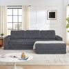 Left sofa seat,L shape Modular Sectional Sofa, Compressed Sectional Sofa Modern Minimalist Style Corduroy Couch,Unfold into a bed, Bedroom - 2 of 4