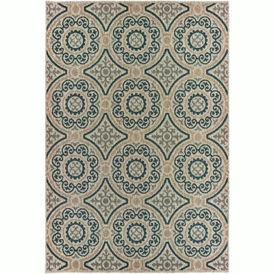 Oriental Weavers Latitude 609X3 Grey/ Teal Indoor/Outdoor Area Rug - 5'3" x 7'3"
