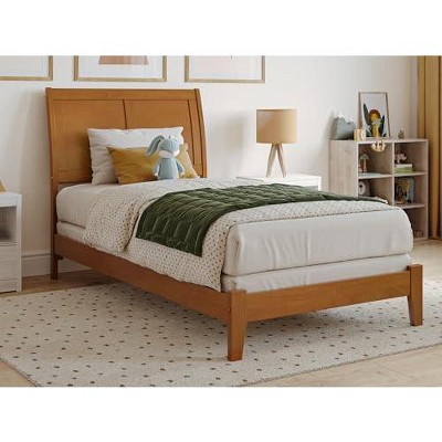 AFI Furnishings Portland Twin Foundation Bed with Charging Station in Light Toffee