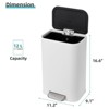 Trash Can - 3.2/5.3/8 Gal,12/20/30 L Stainless Steel Kitchen Trash Can Rectangular Garbage Bin with Soft Close Lid Foot - 2 of 4