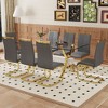 9-Piece Dining Set with Tempered Glass Table and 8 PU Armless Chairs - 3 of 4