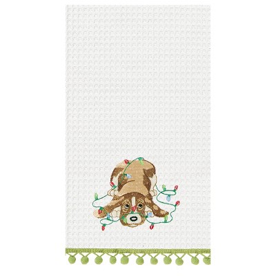 C&F Home Dog in Lights Waffle Weave Cotton Kitchen Towel