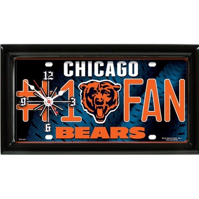 NFL Wall/Desk Analog Clock, #1 Fan with Team Logo - Chicago Bears
