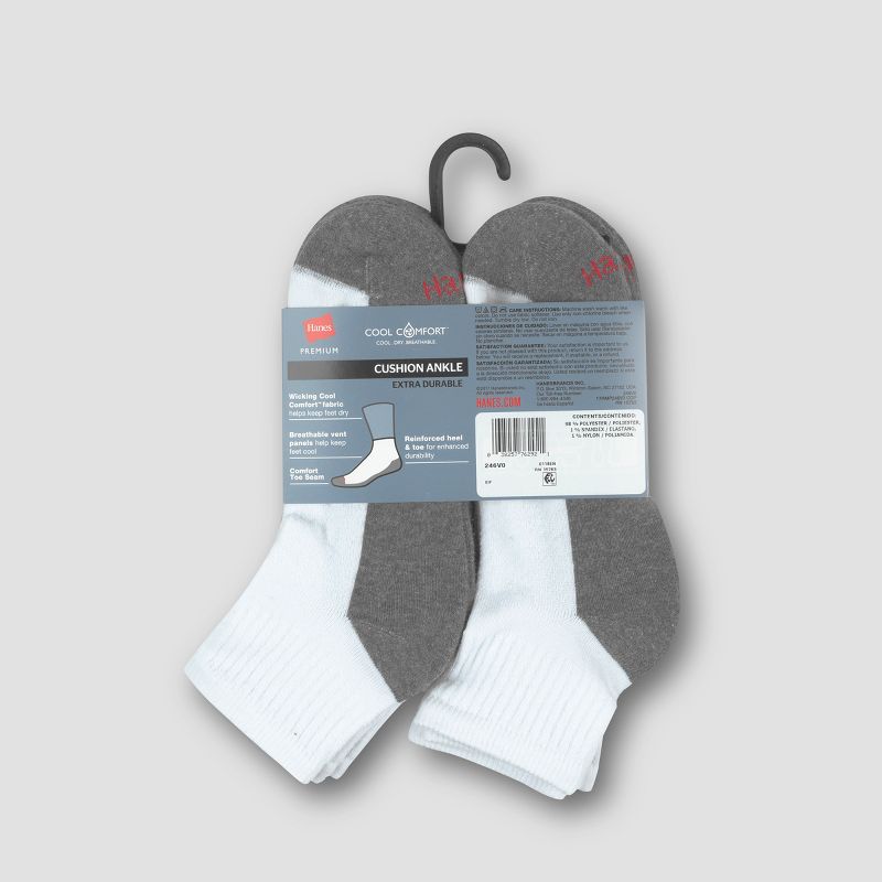 Hanes Premium Men's Cool Comfort Ankle Socks 10pk, 5 of 6