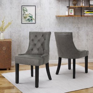 CAVINAS Modern Cheney Dining Chair, Seating for Dining, Accent Chair, Upholstered Armless Chair with Diamond Stitching and Wooden Legs (set of 2) - 1 of 4