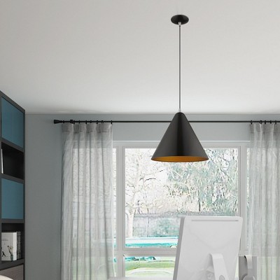 Contemporary Mini Pendant Light with Gold Interior & Shiny Black Exterior